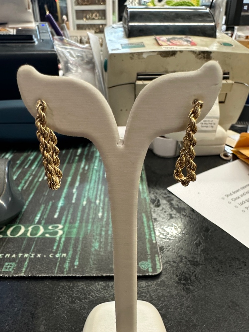 306664 - 14K YG Rope Earrings 1” drop